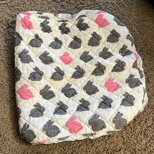 The Land of Nod now Crate and Barrel kids gray and pink bunny changing pad cover